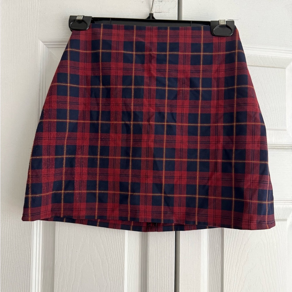 Sunday Best Red and Navy Plaid Mini Skirt